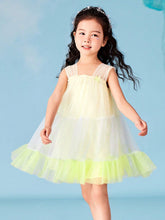 Mini Bala Girls' Dress Summer Pure Cotton Sweet Ocean Style Net Bubble Skirt Loose Stylish Versatile